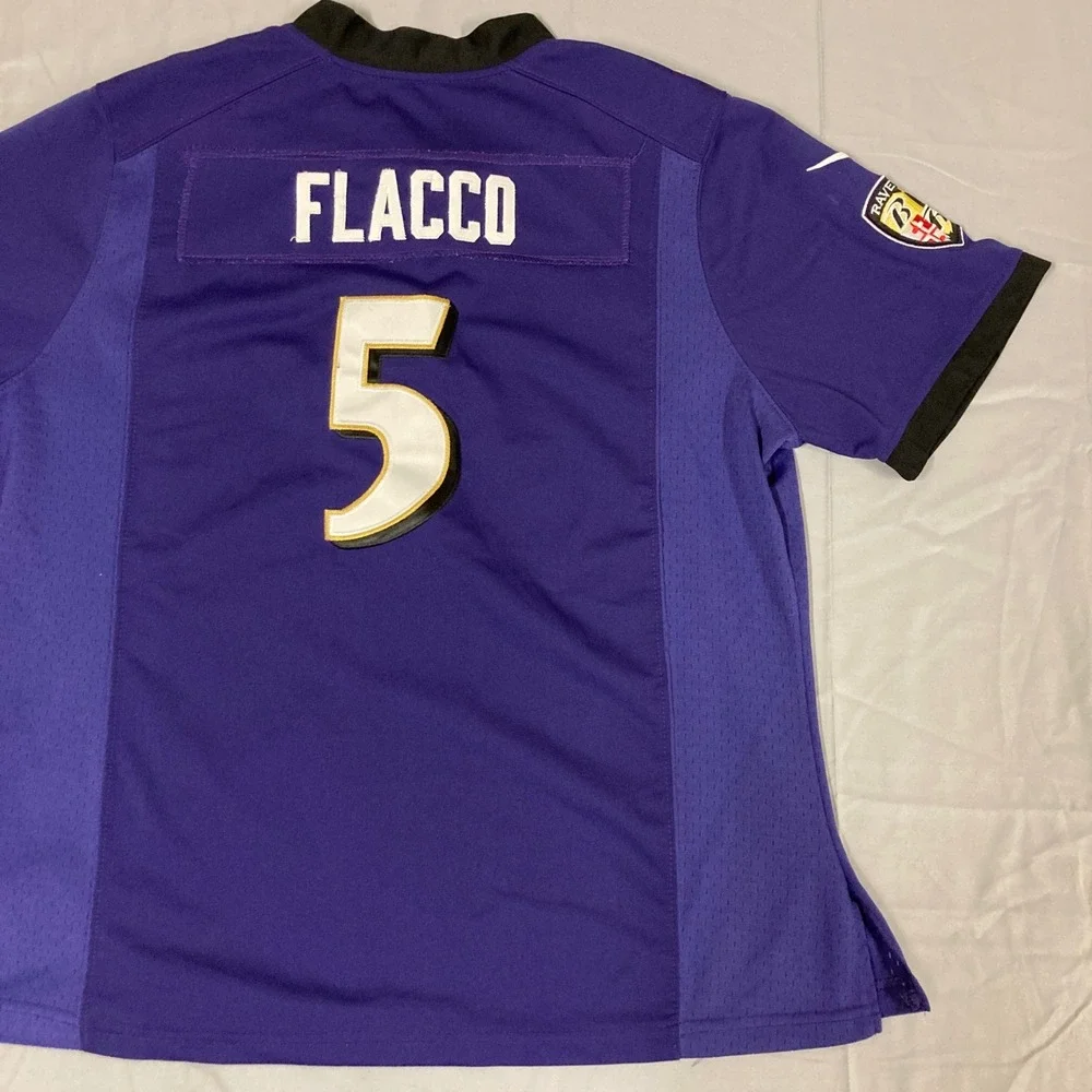 Nike Baltimore Ravens Joe Flacco 5 Jersey Womens Large Purple NFL On‎ Field